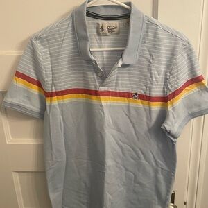 Original Penguin Men's Light Blue Polo Shirt with Stripes
